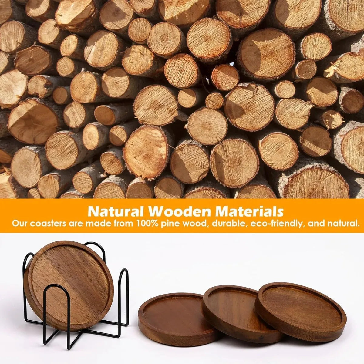 Wooden Drink Coasters – 4 Pieces