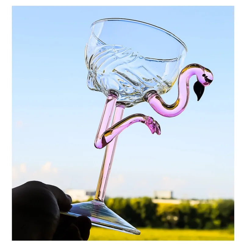 Flamingo Cocktail Glass Set Clear Party Drinkware