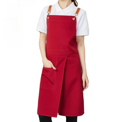 Water-Resistant Canvas Apron with Pockets and Split Skirt