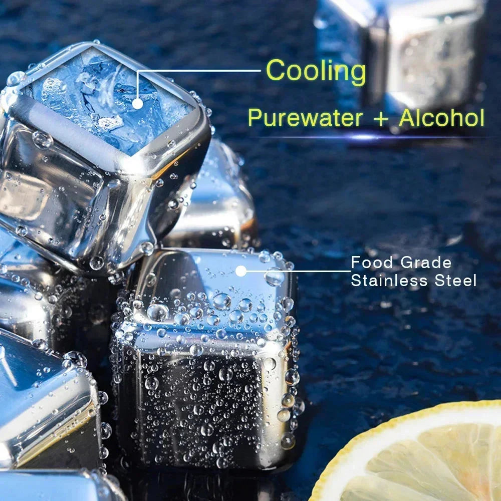 Whisky Cooling Stones Stainless Steel Cubes Gold
