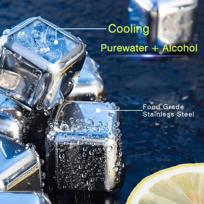 Whisky Cooling Stones Stainless Steel Cubes Gold