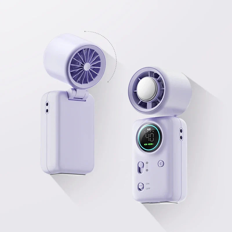 USB-Rechargeable Mini Fan with 100 Speeds and LED Display