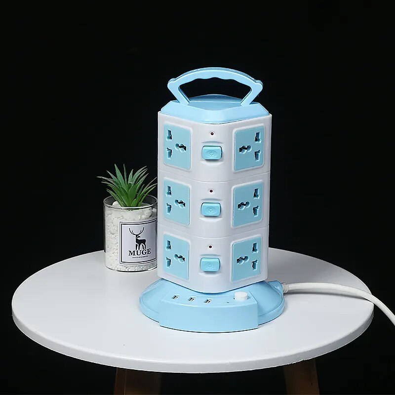 Vertical Surge Protector Tower Power Strip with USB