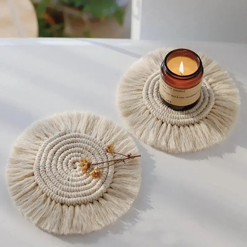 Boho Cotton Coaster Mat – 2 Pieces