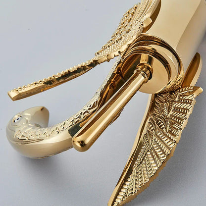 Swan Golden Basin Faucet – Single Handle Bathroom Tap