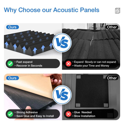 Acoustic Foam Panels – 12 Packs
