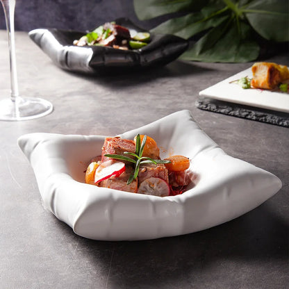 Ceramic Pillow Shape Plate Artistic Food Dish