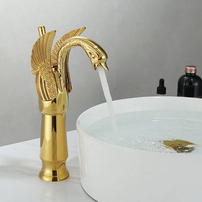 Swan Golden Basin Faucet – Single Handle Bathroom Tap
