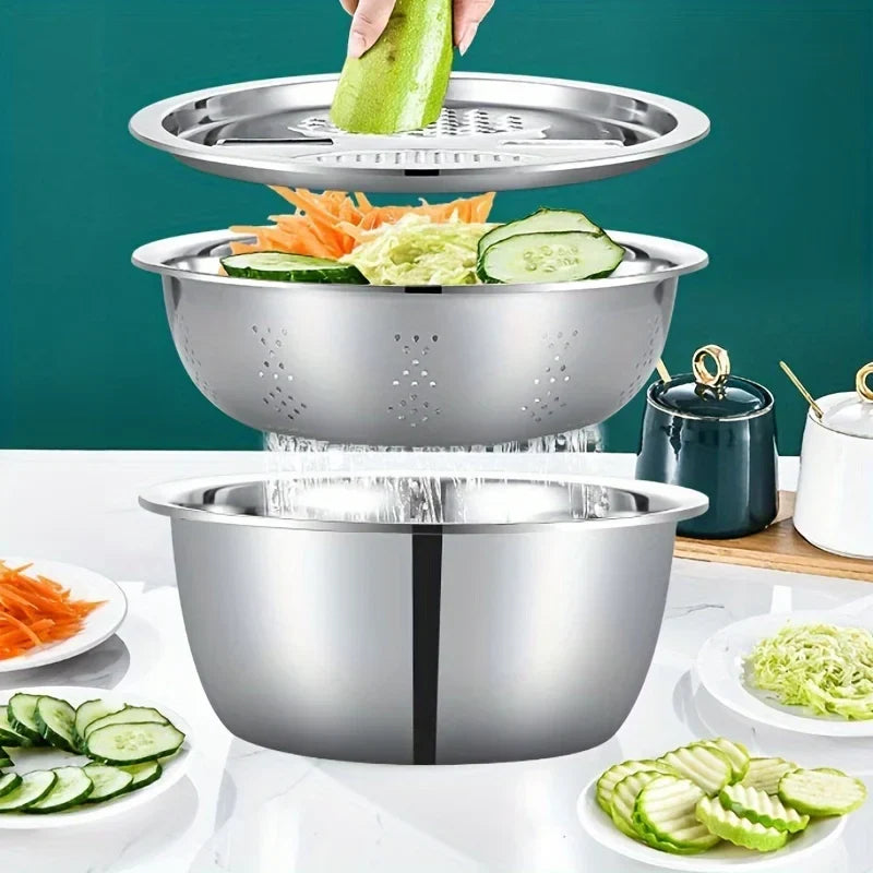 Stainless Slicer Bowl Set – 3 Pieces