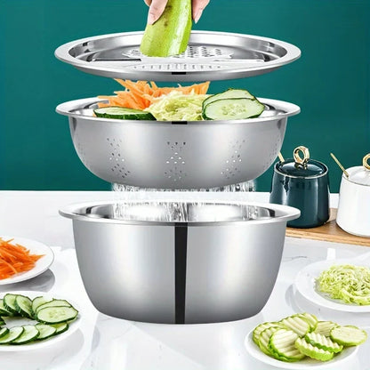 Stainless Slicer Bowl Set – 3 Pieces
