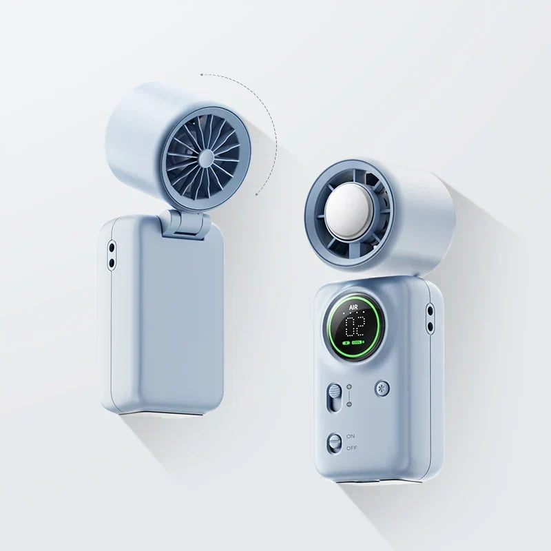 USB-Rechargeable Mini Fan with 100 Speeds and LED Display