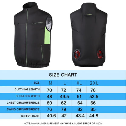 Cooling Fan Vest – Dual USB Fans, Lightweight & Rechargeable | M–XL