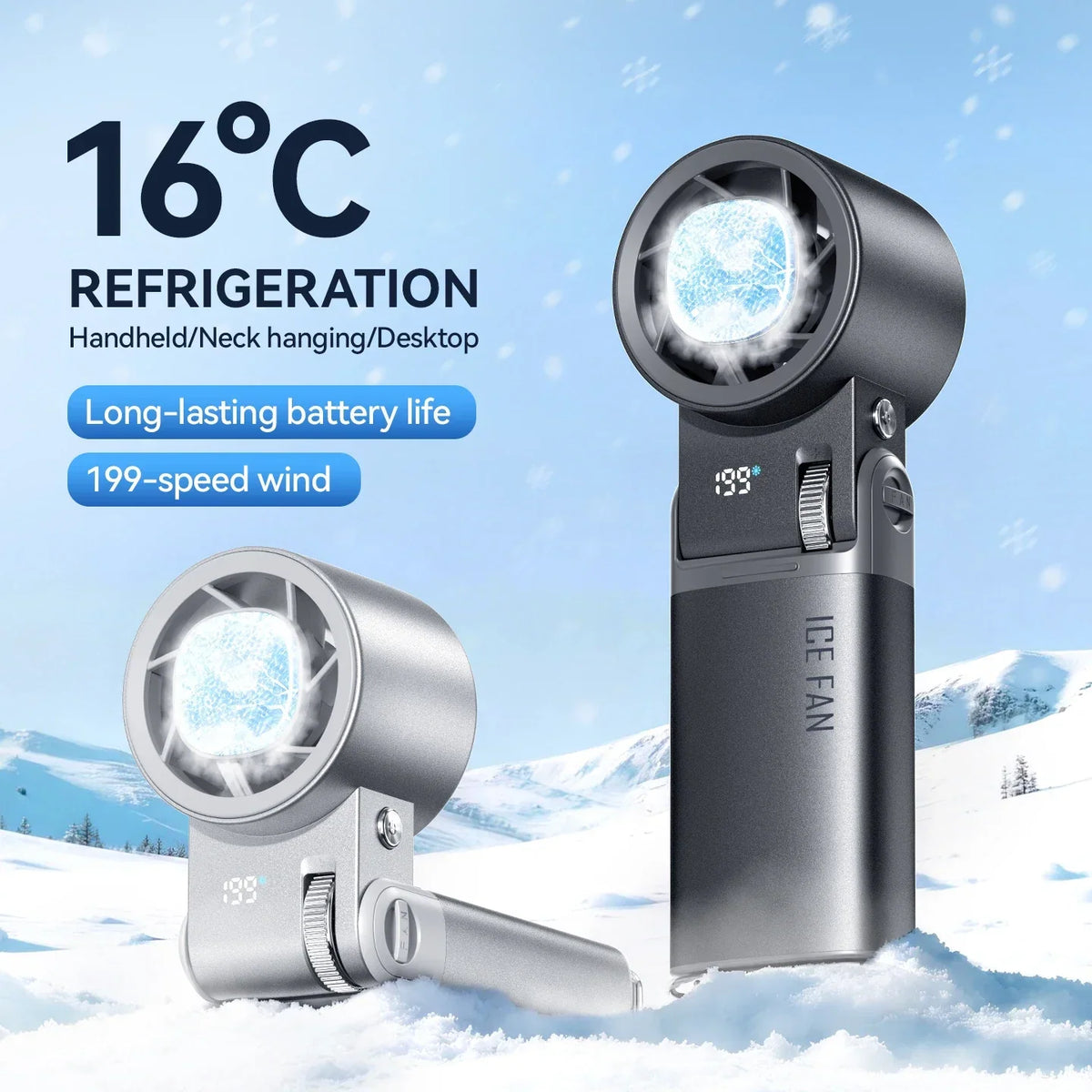 Rechargeable Handheld Fan with Cooling Plate – 6000 mAh