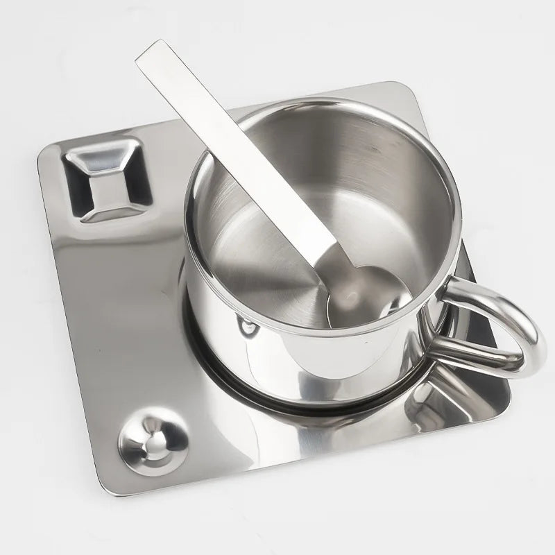 Stainless Steel Teacup & Saucer Set