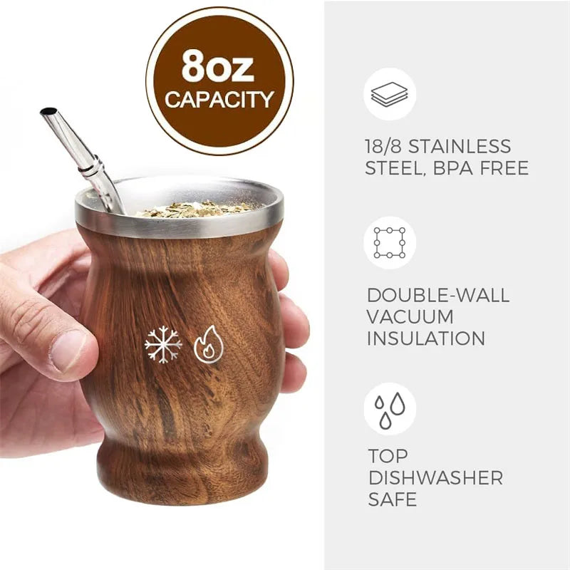 Yerba Mate Cup with Straw for Traditional Tea Drinking