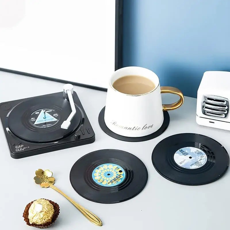 Vinyl Record Coasters – 6 Pieces
