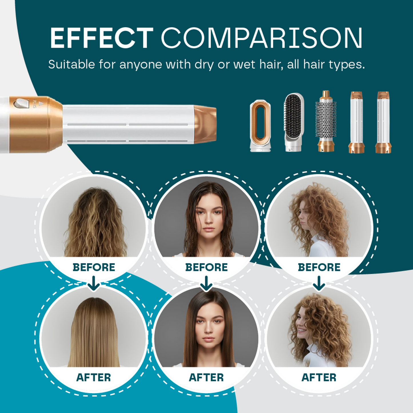 5-in-1 Hair Styler Pro V2 – Auto Curling, Blow Dry & Straighten ,1000W