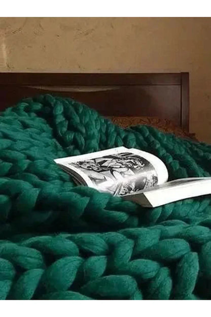 Chunky Knit Blanket Soft Cozy Throw for Sofa Bed