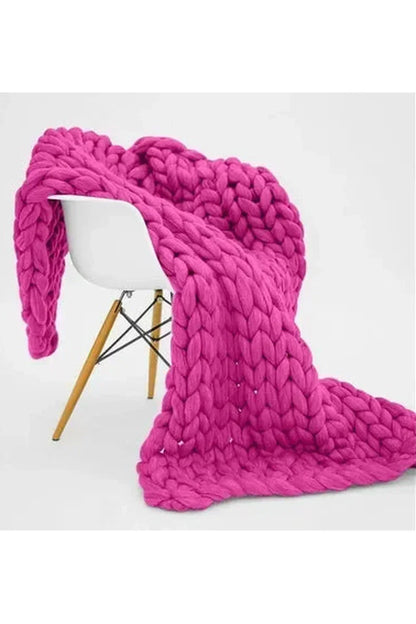 Chunky Knit Blanket Soft Cozy Throw for Sofa Bed