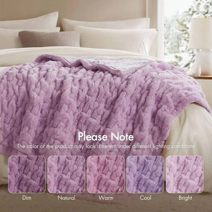 Ruched Faux Fur Cosy Throw Blanket