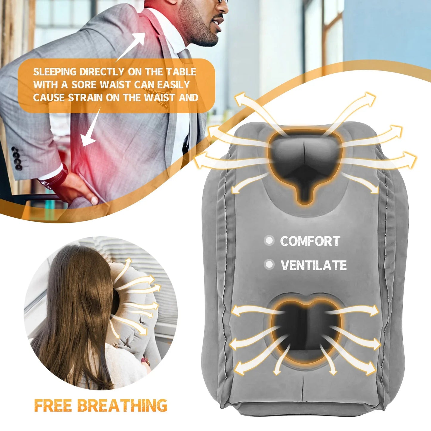 Inflatable Travel Pillow for 360° Neck & Head Support