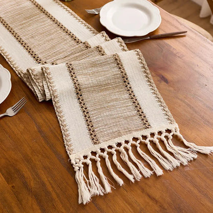 Brown Boho Table Runner Dining Decor