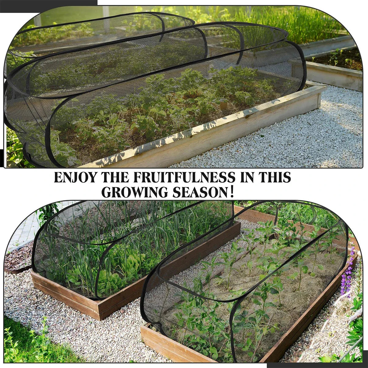 Pop-up foldable plant protection net for beds