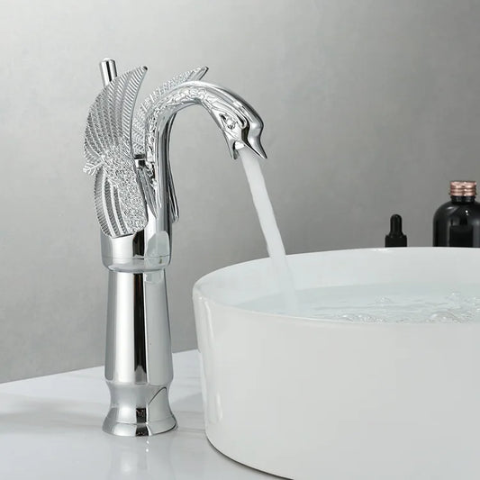 Swan Golden Basin Faucet – Single Handle Bathroom Tap