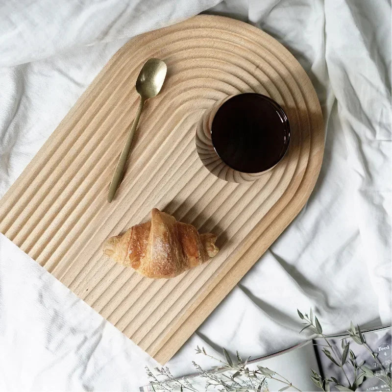 Wave Shaped Beech Wood Decorative Tray