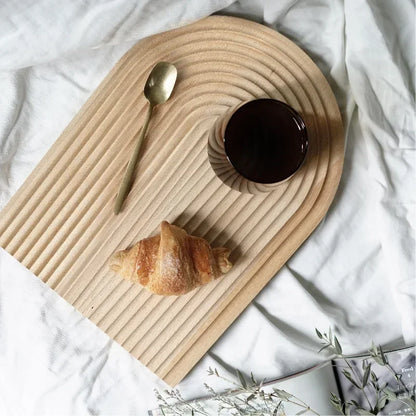 Wave Shaped Beech Wood Decorative Tray