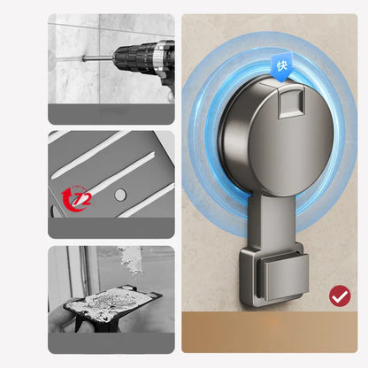 Corner Bathroom Organizer – No Drill Suction Shelf