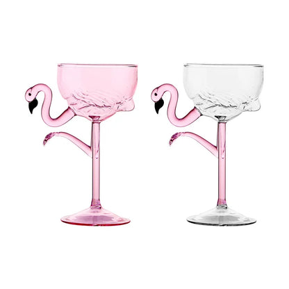 Flamingo Cocktail Glass Set Clear Party Drinkware