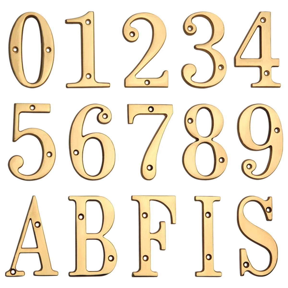 Polished Brass House Numbers