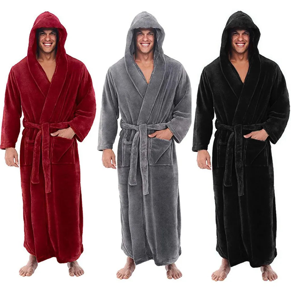 Men’s Hooded Bathrobe – Cozy Winter Robe