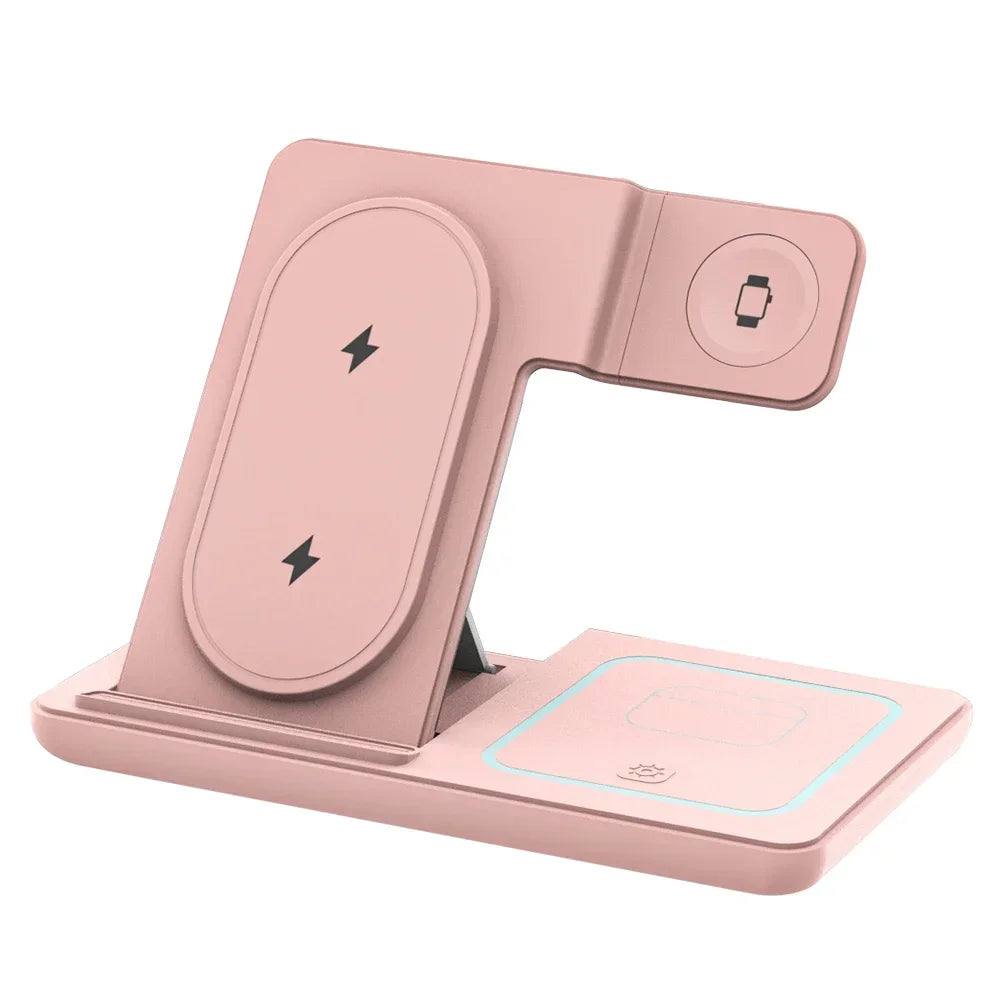 Foldable 3-in-1 Wireless Charging Stand with LED Light