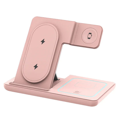 Foldable 3-in-1 Wireless Charging Stand with LED Light