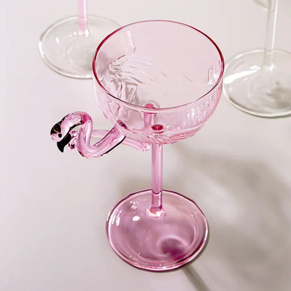 Flamingo Cocktail Glass Set Clear Party Drinkware