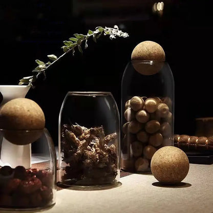 Round Cork Glass Jar