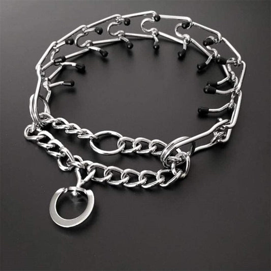 Dog Prong Training Collar – Rubber-Tipped Metal Pinch Collar for Safe, Effective Lead Training