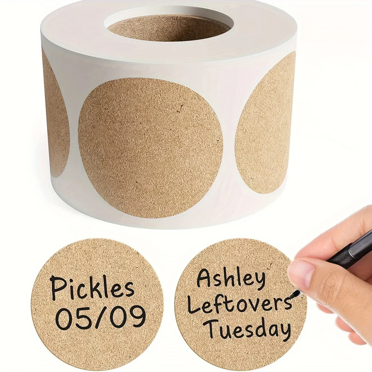 Kraft Round Label Roll – 500 Pieces