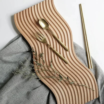 Wave Shaped Beech Wood Decorative Tray