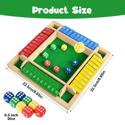 Wooden Shut the Box Dice Game for 2–4 Players