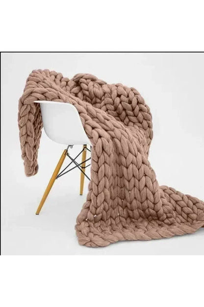 Chunky Knit Blanket Soft Cozy Throw for Sofa Bed