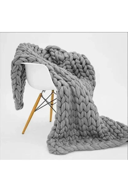 Chunky Knit Blanket Soft Cozy Throw for Sofa Bed