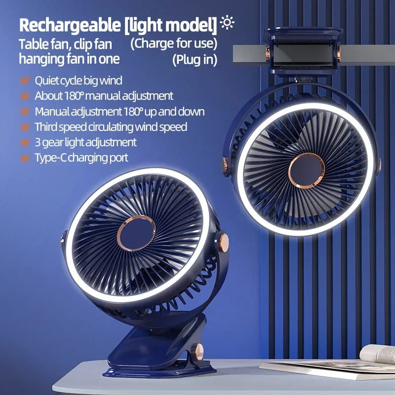 Rechargeable Clip-On Cooling Fan Portable Outdoor