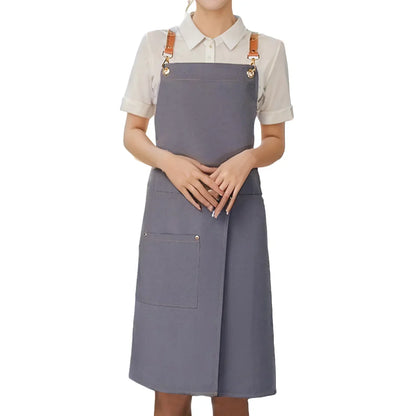 Water-Resistant Canvas Apron with Pockets and Split Skirt
