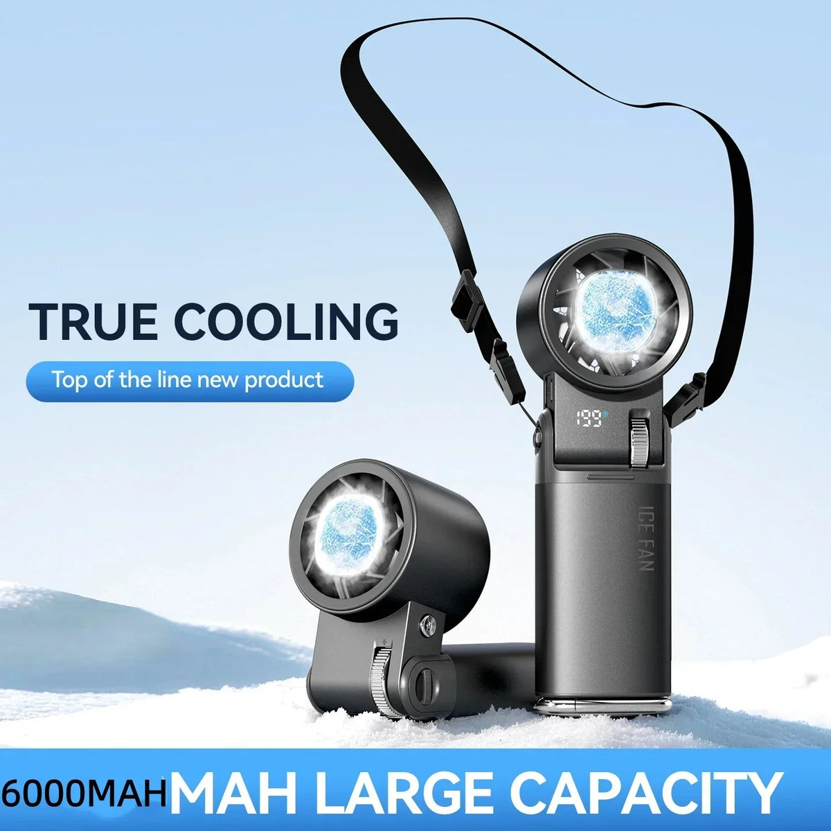 Rechargeable Handheld Fan with Cooling Plate – 6000 mAh