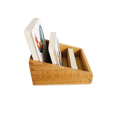 Montessori Farm Animal Three-Part Cards with Bamboo Tray