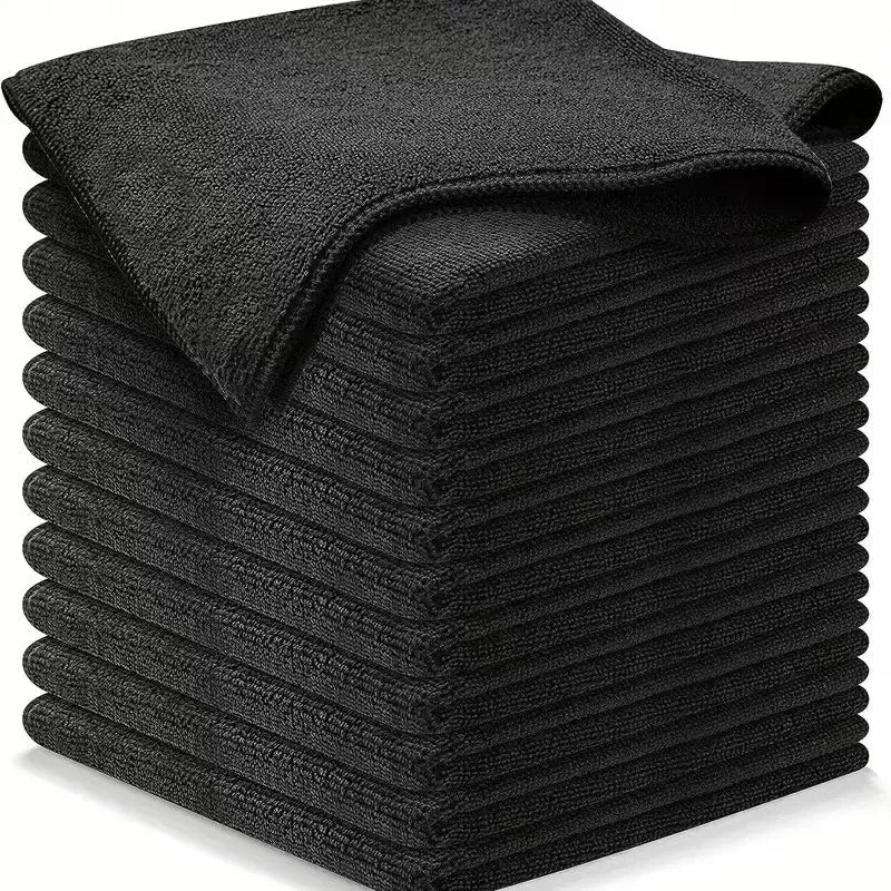 Black Microfibre Cleaning Cloth Set – 50 Pieces