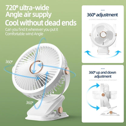 Rechargeable Clip-On Cooling Fan Portable Outdoor